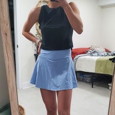 Brand New! These Are So Cute And Comfortable! There Is A Pocket In One Of The Legs Of The Shorts Which Is Very Helpful For Hiding Keys, Etc. Sporty Blue Skort With Built-in Shorts, Blue Athleisure Tennis Skirt For Spring, Casual Blue Sports Skort, Sporty Short Blue Tennis Skirt, Sporty Blue Short Length Skort, Blue Athleisure Tennis Skirt For Sports, Blue Tennis Skirt For Summer Sports, Blue Athleisure Tennis Skirt, Blue Short Skort For Workout