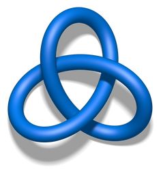 an intertwined blue object on a white background