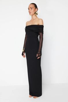 Black Slim Fit Maxi Dress 98% Polyester, 2% Elastane Fabric Type: Knitted Length: 160.0 cm Model Measurements: Height: 180cm (5'11') Chest 80cm (31in) Waist: 59cm (23in) Hip: 91cm (35in) Model is wearing size S Do not wash. Do not use bleach. Do not tumble dry. Do not iron. Dry cleanable. Fitted Maxi Dress, فستان سهرة, Dress Gloves, Elastane Fabric, Evening Dresses Long, Black Knit, Model Measurements, Homecoming Dresses, Homecoming