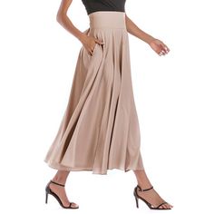 Khaki High Waisted Swing A-line Maxi Skirt Petticoat, Maxi Skirt, A Line, High Waisted, Skirt