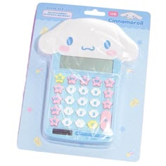 a toy calculator with stars and doughnuts on it's side