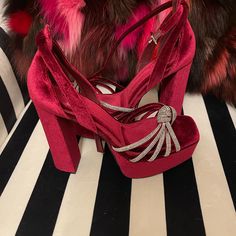 Nwot Beautiful Platform Heels Red Platform Heels For Wedding, Red Chunky Platform Heels For Party, Glamorous Red Platform Heels, Valentine's Day Platform High Heels, Gianni Bini Shoes, Red Synthetic Heels With 4-inch Heel, Gianni Bini, Platform Heels, Bridal Shoes