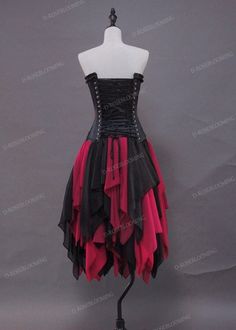 Black Red Short Gothic Party Dress D1040 - D-RoseBlooming Red Dress With Fitted Bodice For Costume Party, Red Fitted Bodice Dress For Costume Party, Red Knee-length Prom Dress, Gothic Knee-length Party Mini Dress, Gothic Knee-length Mini Dress For Party, Gothic A-line Party Dress, Gothic Fitted Dress For Party Season, Fitted Gothic Dresses For Party Season, Gothic A-line Dress For Night Out