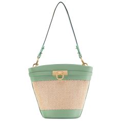 The timeless and trend-setting design of the Unlocked Bucket Bag is a must-have. It can be worn by its adjustable, removable shoulder strap or elegantly draped over your shoulder with an alternative woven strap. With its spacious interior, it's a wardrobe staple for your everyday adventures. Parisa Wang, Everyday Adventures, The Madison, Woven Raffia, Bag Green, New Green, Perfect Bag, Goodie Bags, Green Bag