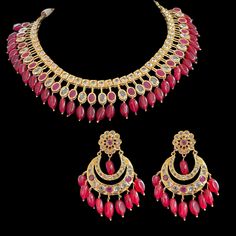 Gold plated necklace stones - Cz Polki ruby quartz beads used earrings included 2.8 inches length Red Chandbali Jewelry With Dangling Beads, Gold Plated Dangling Beads Jewelry For Wedding, Kundan Necklaces With Dangling Beads For Gift, Gold Plated Jewelry With Dangling Beads For Wedding, Festive Jeweled Necklaces With Round Beads, Festive Round Jewelry With Dangling Beads, Red Kundan Jewelry With Round Beads, Gold Kundan Necklace With Stones, Gold Ruby Jeweled Necklaces