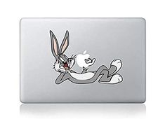 a laptop with an image of a rabbit on it