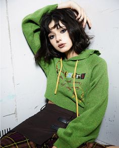 This preppy cropped hoodie in green features a cute 'Chemistry' print, ruffled collar details, and a knit construction Size:• S: Bust: 96cm/ 37.8 in, Length: 39cm/ 15.4 in, Sleeves: 61cm/ 24.0 in • M: Bust: 100cm/ 39.4 in, Length: 40cm/ 15.7 in, Sleeves: 62cm/ 24.4 in • L: Bust: 104cm/ 40.9 in, Length: 41cm/ 16.1 in, Sleeves: 63cm/ 24.8 inMaterial: Polyester Spring Streetwear Cropped Sweater With Ribbed Cuffs, Green Y2k Style Winter Sweater, Fall Streetwear Cropped Sweater With Drawstring Hood, Fall Cropped Sweater With Drawstring Hood For Streetwear, Cropped Sweater For Fall Streetwear, Winter Cropped Sweater With Drawstring Hood, Casual Cropped Sweater For Spring Streetwear, Green Knit Casual Sweatshirt, Retro Spring Sweater For Streetwear