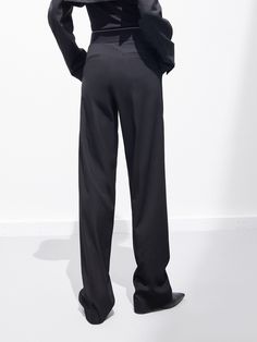 MO&Co. Women's Elasticated Waist Straight Trousers Features : - Double side pocket design- Elasticated waistband with letter- Mock pockets at back- Front and rear pressed creases details Code: MBC1PAT023&MBD1PATT18The back length of size M is 106cmMATERIALS & CARE Material: 64% Polyester 34.6% Viscose 1.4% SpandexGentle machine wash below 30°CDo not bleach, hang to dryDo not tumble dry, low temperature pad ironDo not soak, do not expose to the sunWash with neutral detergentMesh bag, wash with li Classic Black Pants With Pockets, Tailored Full-length Work Pants With Pockets, Wide Leg Full-length Pants With Pockets, Wide Leg Dress Pants With Side Pockets For Work, Office Dress Pants With Pockets And Full Length, Office Dress Pants With Pockets Full Length, Full Length Office Dress Pants With Pockets, Formal Solid Bottoms With Side Pockets, Black Wide Leg Pants With Pressed Crease