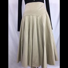 Preowned Unworn. Khaki Color Cotton Skirt. Has Stretch. Cinched Waist Flare Skirt. Asymmetrical Midi Skirt, Leather Pleated Skirt, Ruffle Mini Skirt, Knit Pencil Skirt, Wool Pencil Skirt, Pencil Skirt Black, Asymmetrical Skirt, Khaki Color, Tier Skirt