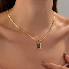 Snakechain Green Lover Necklace -18k Gold Plated Stainless Steel -Green Cubic Zircon -Made To Last,Made For Comfort -Sizes: 15” + 2” Extender -Perfect For Everyday Wear Pairing With Any Outfit *Bundle & Save An Extra 10% Off Gold Necklace Unique Design, Gold Minimalist Emerald Necklace With Clavicle Chain, Gold Emerald Necklace Fine Jewelry, Green Minimalist Tarnish-resistant Necklace, Minimalist Gold Emerald Necklace As Gift, Gold Emerald Necklace With Delicate Chain For Gift, Dainty Gold Emerald Necklace Gift, Green Gold Necklace, Minimalist Gold Plated May Birthstone Necklaces