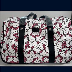 Hello Kitty Pink Bows, White, Pink Rolling Duffel Luggage Bag Suitcase Nwt White Rectangular Travel Bag With Zipper, White Duffle Bag With Zipper For Daily Use, White Travel Bag With Zipper Closure For Daily Use, White Weekender Bag With Luggage Sleeve, Trendy White Travel Bag, White Travel Bag With Zipper Closure For On-the-go, White Rectangular Weekender Bag With Zipper, White Rectangular Weekender Bag With Zipper Closure, White Travel Bag With Zipper Closure