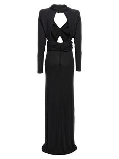 100% viscose | Saint Laurent Women's Long Hooded Dress in Black | SS23 Hooded Dress, Silk Gown, Long Black Dress, Maxi Dress Green, Lace Maxi, Draped Dress, Lace Maxi Dress, Black Maxi Dress, Primavera Estate