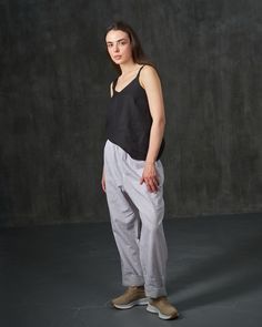 * natural striped fabric (50% linen 50% cotton) * wide leg form pants * unisex  - for you and for him * elastic wide waistbelt * possibility to roll up the bottom Gender Neutral Fashion, Pants Linen, Wide Leg Linen Pants, Striped Fabric, Pantalon Large, Neutral Fashion, Pants Wide Leg, Striped Pants, Linen Pants