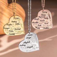 Embrace Your Family's Legacy with Our Customized Family Tree Necklace A timeless symbol of growth and unity, our exquisite Family Tree Necklace features a gracefully designed tree with each branch representing your family's expanding lineage. Personalize it with family names delicately carved into a heart, symbolizing the deep-rooted connections of your loved ones. On the reverse, a heartfelt message adds a unique touch, making this piece as meaningful as it is beautiful. Ideal Gift for Every Mo Mother's Day Necklace With Engraved Text, Engraving Fonts, Necklace Outfit, Personalised Family Tree, Family Tree Necklace, Love Message, Carved Heart, Love Your Family, Family Names