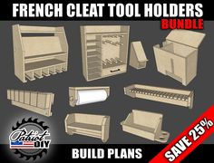 the french cleat tool holders bundle includes build plans and save 25 % off