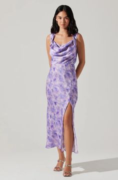 Dresses - Bodycon, Midi, Maxi, Shift, Wrap, Cocktail, Long, Maxi– ASTR the Label Cowl Neck Midi Dress, Dressy Skirts, Purple Midi Dress, Purple Abstract, Purple Tie Dye, Plus Size Designers, Astr The Label, Dressy Tops, Purple Fashion