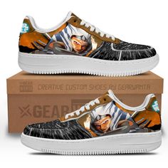 Ahsoka Tano Air Sneakers Custom Star Wars Shoes All of our Air Sneakers styles are custom-made-to-order and handcrafted to the highest quality standards. High-quality rubber sole for traction and exceptional durability Lace-up closure for a snug fit. Material: Microfibre leather: chemical & abrasion resistance, anti-crease, aging resistance Please allow 7-10 business days to receive a tracking number while your order is hand-crafted, packaged and shipped from our facility. Shoes Air Force, Star Wars Shoes, Air Sneakers, Teen Titan, Cartoon Shoes, Ahsoka Tano, Han Solo, Teen Titans Go, Hans Solo