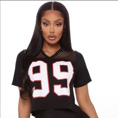 This Is A “99” Top From Fashion Nova Short Sleeve V-Neck Mesh Material On Front & Back Top Portion Of Shirt Size = Medium Summer V-neck Streetwear Tops, Summer Streetwear V-neck Tops, V-neck Tops For Summer Streetwear, Trendy V-neck T-shirt For Night Out, Black V-neck Top For Night Out, Stretch V-neck Top For Streetwear, Black V-neck Crop Top For Spring, Casual Letter Print Tops For Night Out, Casual Tops With Letter Print For Night Out