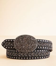 Angel Ranch Glitz Western Leather Belt - Black Medium, Women's Black Studded rhinestone leather 1 1/2 belt Interchangeable belt buckle. Due to the nature of leather/suede, small variances of color in the skin may occur, this is in no way considered a defect. These are inherent characteristics of leather/suede and will enhance the individual look of your garment.. Manmade material to genuine leather lining. Apparel & Accessories Rodeo Belt, Western Leather Belt, Rhinestone Belt Buckle, Women's Belts, Belt For Women, Rhinestone Belt, Western Leather, Belt Black, The Angel