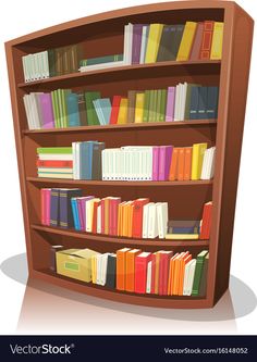 a bookshelf filled with lots of books on top of a white background png