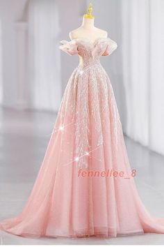 Princess Pink Evening Dress Luxury Toasting Gown Bride's Long Ball Gown Dress | eBay Pink And Gold Ball Gown, V-neck Dress With Sweep Train For Debutante Ball, Sleeping Beauty Prom Dress, Pink Banquet Dress With Sweep Train, Pink Sweep Train Dress For Banquet, Fitted Bodice V-neck Dress For Debutante Ball, V-neck Dress For Debutante Ball With Fitted Bodice, Pink A-line Dress With Sweep Train, Pink Ball Gown With Sweep Train