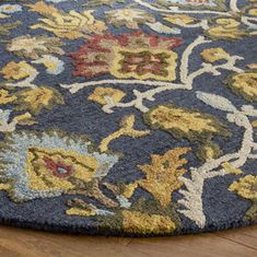 Safavieh Blossom 402 Navy/Multi Area Rug Room Scene Waterproof Rug, Hand Tufted Rug, Country Casual, Safavieh Rug, Traditional English, Navy Rug, Carpet Colors, Fresh Design, Hand Tufted Rugs