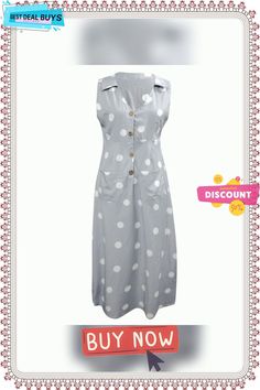 Fashion Women Sleeveless Summer Polka Dot Dress Beach Ladies V Neck Casual Midi Shirt Beach Sundress Beach Sundress, Blue Khakis, Dress Beach, Color Pick, 2019 Fashion, Lady V, Beach Dresses, Polka Dot Dress, Dot Dress