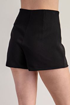 High Waist Shorts Brand: Glam Style: GP8221 Fabric: 92% Polyester 8% Spandex Details: * Side Hidden In-Seam Zip Closure* Elastic Inside The WaistModel Height: 5’9” Wearing Size Small SELF: 92% Polyester 8% Spandex LINING:100% Polyester Made in China Solid Color Stretch High-waisted Shorts, High Waist Elastane Bottoms For Summer, Chic Elastane Shorts With Short Inseam, High Waist Shorts With Elastic Waistband, High-waisted Elastane Bottoms With Built-in Shorts, High Waist Fitted Pants With Built-in Shorts, Stretch Bottoms With Pockets In Short Length, Chic Short Length Bottoms With Elastic Waistband, Chic Pants With Short Inseam