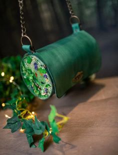 Koi Fish Pond Bag Witch Inspired Forest Handbag Shoulder Bag Magic Leather and Resin - Etsy Green Bucket Shoulder Bag Gift, Green Bucket Shoulder Bag For Gift, Unique Green Bag As A Gift, Handmade Unique Green Bags, Unique Green Bag For Gift, Green Everyday Bag, Green Hand-painted Bag As Gift, Hand Painted Green Rectangular Shoulder Bag, Green Hand Painted Rectangular Shoulder Bag