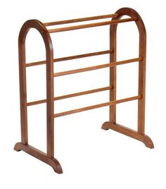 a wooden rack with two bars on it