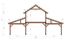 a drawing of a house with measurements for the roof and side walls, including an attic