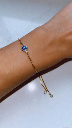 "These dainty, handmade beautiful Evil Eye bracelets are the perfect gift for yourself or a loved one. They are a simplistic, classy design you won't find anywhere else. Each bracelet is handmade and durable enough for everyday wear. ☉ Bracelet Size: The rhinestone detailed Adjustable Bracelets are about 1mm thick, 120~126mm long. The extender adjuster makes the bracelet suitable for all sizes. They are easy to put on and take off and stay in place once adjusted. The Evil eye charm size is 6.5x1 Elegant Blue Anklets For Gift, Elegant Blue Anklets For Gifts, Simple Adjustable Jewelry As A Gift, Dainty Handmade Anklets For Gift, Dainty Handmade Anklets As Gift, Dainty Handmade Anklets For Gifts, Gold Hypoallergenic Friendship Bracelet, Minimalist Handmade Anklet As Gift, Handmade Dainty Anklets As Gift