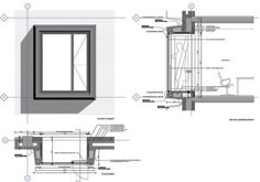 an architectural drawing shows the details of a window, and how it's made