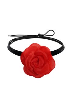 The perfect accessory to complete any outfit! V cute styled as a necklace, tied in hair, or around waist/as a belt. Medium sized flower in comparison to all flower necklaces sold Rose Flower Charm Necklace, Flower Necklaces, Organza Flowers, Flower Accessories, Flower Necklace, A Necklace, Red Flowers, Necklaces, Flowers