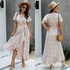 Brand Name:NoneOrigin:CN(Origin)Season:SummerNeckline:V-NeckSleeve Style:RegularDecoration:SashesStyle:BohemianDresses Length:Ankle-LengthMaterial:PolyesterSilhouette:A-LINEAge:Ages 18-35 Years OldSleeve Length(cm):ShortGender:WOMENWaistline:empirePattern Type:DOT Polka Dot Beach Dress For Spring, Polka Dot Dress For Spring Beach Occasion, Spring Polka Dot Beach Dress, Casual Polka Dot Maxi Dress For Vacation, Casual Polka Dot Maxi Dress For Beach, Polka Dot Summer Dress With Short Sleeves, Polka Dot Summer Maxi Dress, Polka Dot Flowy Dress For Vacation, Flowy Polka Dot Dress For Vacation