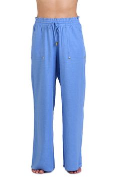 Drawstring ties with goldtone tips bring casual-cool style to these airy smocked-waist pants with breezy wide legs for poolside perfection. 30 1/2" inseam; 27" leg opening; 12 1/2" front rise; 15" back rise (size medium) Elastic/drawstring waist Side-seam pockets 80% rayon, 20% linen Hand wash, line dry Imported Beach Covers, Wide Legs, Waist Pants, Chambray, Drawstring Waist, Cool Style, Cover Up, Wide Leg, Nordstrom