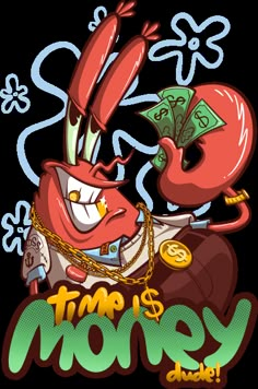 a cartoon character with money in his hand