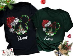 mickey and minnie mouse christmas shirts with name