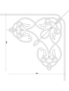 a drawing of the design for a decorative wall panel with swirls and leaves on it