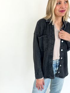 The [Z SUPPLY] All Day Knit Denim Jacket is such a fun update to your traditional denim jacket. We are all about elevated basics in luxe fabrics. This style is so soft and cozy, mirroring the fabric of a comfortable french terry sweater. The special wash looks vintage and cool. Pair it with your favorite bottoms for an effortless look! Long sleeve oversized knit denim jacket French terry fabric Unique vintage denim wash Lightweight feel Sizes: Xsmall, small, medium, large and XLarge Model: is 5' Davenport Iowa, Gym Joggers, Knit Denim, Elevated Basics, Vintage Indigo, Vintage Denim Jacket, Oversize Knit, French Terry Fabric, Effortless Look