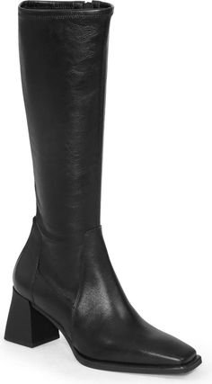 Vagabond Shoemakers Hedda Knee High Boot (Women) | Nordstrom Sleek Calf Leather Knee-high Boots With Square Toe, Chic Knee-high Square Toe Boots With Leather Lining, Wide Calf Leather Knee-length Heeled Boots, Leather Knee-length Wide Calf Heeled Boots, Classic Wide Calf Heeled Boots With Low Heel, Sleek Leather Knee-high Boots With Block Heel, Classic Wide Calf Low Heel Boots, Wide Calf Knee-length Leather Heeled Boots, Medium Width Leather Knee-high Boots