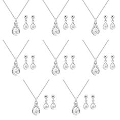 PRICES MAY VARY. ❖ HIGH QUALITY MATERIAL❖ This Women'S Wedding Jewellery Set Is Contain One Necklace & One Pairs Earrings.It's Made Of 18k Gold or Rose Gold or Silver Plated Eco-Friendly Alloy/Copper With Selected Sparkly Crystal & 3A Rhinestone/Clear Cubic Zirconia,High Polished,Lead-Free & Cadmium-Free & Nickel-Free, Hypoallergenic And Suitable For Almost All Of Sensitive Skin.With A Fabulous Design And Solid Construction,Never Goes Out Of Style； ❖ JEWELLERY SET SIZE❖ Necklace Length:Adjustabl Bridesmaid Jewelry Sets, Wedding Jewellery, Jewellery Set, Engagement Anniversary, Wedding Bridesmaid Dresses, Wedding Jewelry Sets, Bridesmaid Jewelry, Necklace Earring Set, Necklace Length