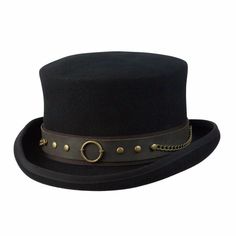 The Jubilee Steampunk top hat is made with Australian wool and features a beautiful leather band and brass gear. This is a mid sized crown is satin lined and has a comfortable cotton sweat band. hats are meant to be comfortable so we go the extra mile to bring you the best quality possible. #ConnerHats #Hats #MensFashion  #Men'sWinterHats Top Hats For Women, Punk Top, Steampunk Top, Steampunk Top Hat, Steampunk Hat, Brass Rings, Steampunk Accessories, Bowler Hat, Victorian Steampunk