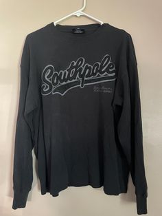 Y2K 2000s SOUTHPOLE thermal long sleeve pullover size LARGE Black Y2k Long Sleeve Sweatshirt, Black Long Sleeve Y2k Sweatshirt, Y2k Sweatshirt With Letter Print, Y2k Long Sleeve Sweater With Graphic Print, Y2k Long Sleeve Graphic Print Sweatshirt, Y2k Graphic Print Long Sleeve Sweatshirt, Y2k Streetwear Long Sleeve Sweater, Y2k Long Sleeve Sweater For Streetwear, Oversized Y2k Sweatshirt