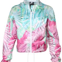 Nike Women's Floral Printed Woven Cropped Windbreaker Jacket Full Zip Up Hooded Jacket Lightweight Windbreaker Jacket Cropped Loose Fitting Design Drawstring At Hem For A Adjustable Fit 100% Polyester Sz Xs Nike Women’s Floral Pink Windbreaker Jacket Nike Spring Long Sleeve Track Jacket, Nike Long Sleeve Track Jacket For Spring, Nike Pink Sports Outerwear, Nike Spring Windbreaker In Athleisure Style, Nike Pink Sporty Outerwear, Sporty Pink Nike Outerwear, Pink Athleisure Outerwear With Long Sleeves, Pink Long Sleeve Athleisure Outerwear, Casual Pink Nike Windbreaker