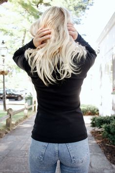 Long Sleeve Crew in Black The perfect layering piece for Fall! This Long Sleeve Crew in Black is the perfect staple in your timeless collection. With a crew neckline, fitted design, and easy pullover styling is sure to be a favorite! The style options and cuteness factor goes on forever with the possibilities this simple black, cotton long sleeve top adds to your closet. Black Long Sleeve Cotton Activewear, Black Long Sleeve Everyday T-shirt, Washed Black Long Sleeve Cotton T-shirt, Black Moisture-wicking Long Sleeve Activewear, Black Moisture-wicking Long Sleeve Sweatshirt, Layering Pieces, Long Sleeve Top, Pullover Styling, Black Cotton