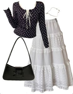 OOTD: Long Sleeve Tee + Maxi Skirt + Y2K Shoulder Bag Comfy Skirt Outfits, Cutsey Outfits, Shoujo Girl, Y2k Shoulder Bag, Church Fits, Long Skirt Outfits, Skirt Y2k, Trendy Summer Outfits, Y2k Fashion