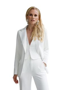 Three-piece pantsuit for women: straight leg pants with high rise, buttoned vest and lined blazer with satin lapel collar Please note suit measurements  Pants length inseam is 35.4 inches or 90 cm Pants length from waist 44 inches or 112 cm Sleeve length 24.4 inches or 62 cm Blazer length along the back 25 1/2 inches or 65 cm Vest length along the back 17.7 inches or 45 cm Our Women's Blazer Trouser Suit for office, business meetings, formal events and special occasions. Always trendy, classic a Spring Tailored Tuxedo Suit, Tailored Tuxedo Suit For Spring, Elegant Summer Suits With Notch Lapel, Elegant Career Suits With Pockets, Spring Tuxedo Suit, Formal Summer Pantsuit With Notch Lapel, Elegant Slim Fit Blazer For Spring, Elegant Slim Fit Suits For Spring, Summer Formal Pantsuit With Notch Lapel