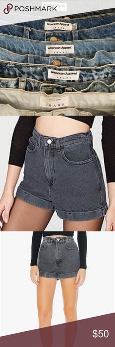 American Apparel Denim High Waisted Shorts American Apparel Denim High Waisted Shorts NWOT American Apparel Shorts Jean Shorts Gray High Waist Denim Bottoms, High Waist Gray Denim Bottoms, High Waisted Gray Denim Bottoms, Gray High-waisted Denim Bottoms, Gray Denim Bottoms With Belt Loops, Spring Washed Black Bottoms With Built-in Shorts, Washed Black Denim Bottoms With Built-in Shorts, Black Denim Bottoms With Built-in Shorts, Gray High-waisted Bottoms With Built-in Shorts