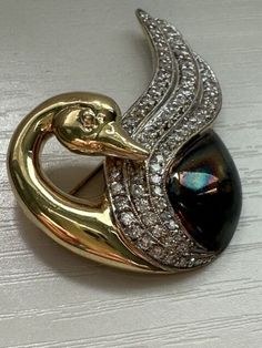 Estate 18k Yellow Gold Swan Brooch, One Of A Kind | eBay Antique Diamond Brooch Jewelry, Oval Brooch In Fine Jewelry Style For Formal Occasions, Gold Diamond Brooches As Gift, Luxury Oval Brooches For Anniversary, Vintage Diamond Brooch Jewelry, Exquisite Jeweled Brooches As Gift, Fine Jewelry Brooch, Diamond Jeweled Brooches For Anniversary, Antique Jeweled Brooches For Formal Occasions